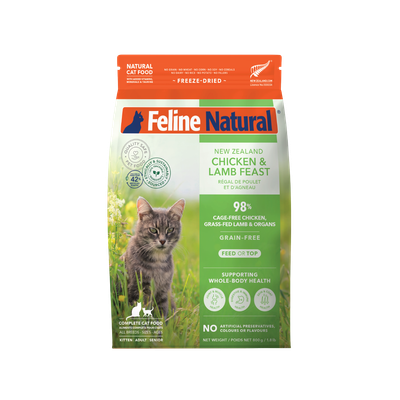 Feline Natural Grain-Free Freeze-Dried New Zealand Chicken &amp; Lamb Feast Cat Food 800g