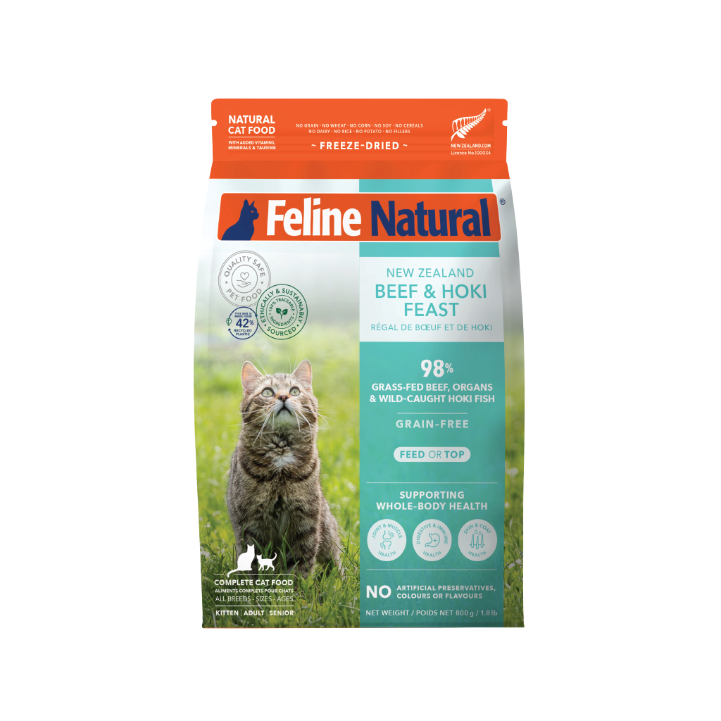 Feline Natural Grain-Free Freeze-Dried New Zealand Beef &amp; Hoki Feast Cat Food 800g