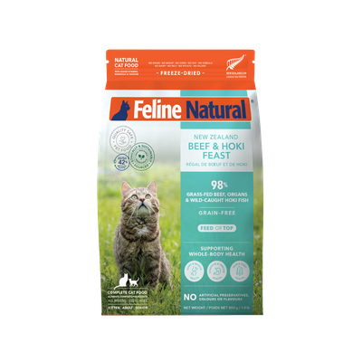 Feline Natural Grain-Free Freeze-Dried New Zealand Beef &amp; Hoki Feast Cat Food 800g
