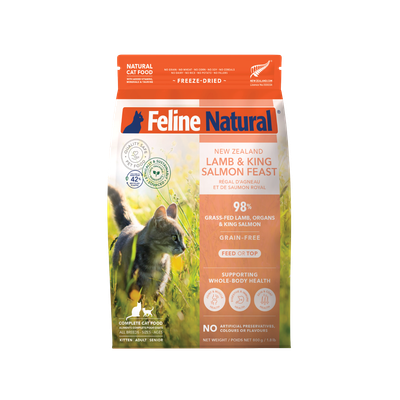 Feline Natural Grain-Free Freeze-Dried New Zealand Lamb &amp; King Salmon Feast Cat Food 800g