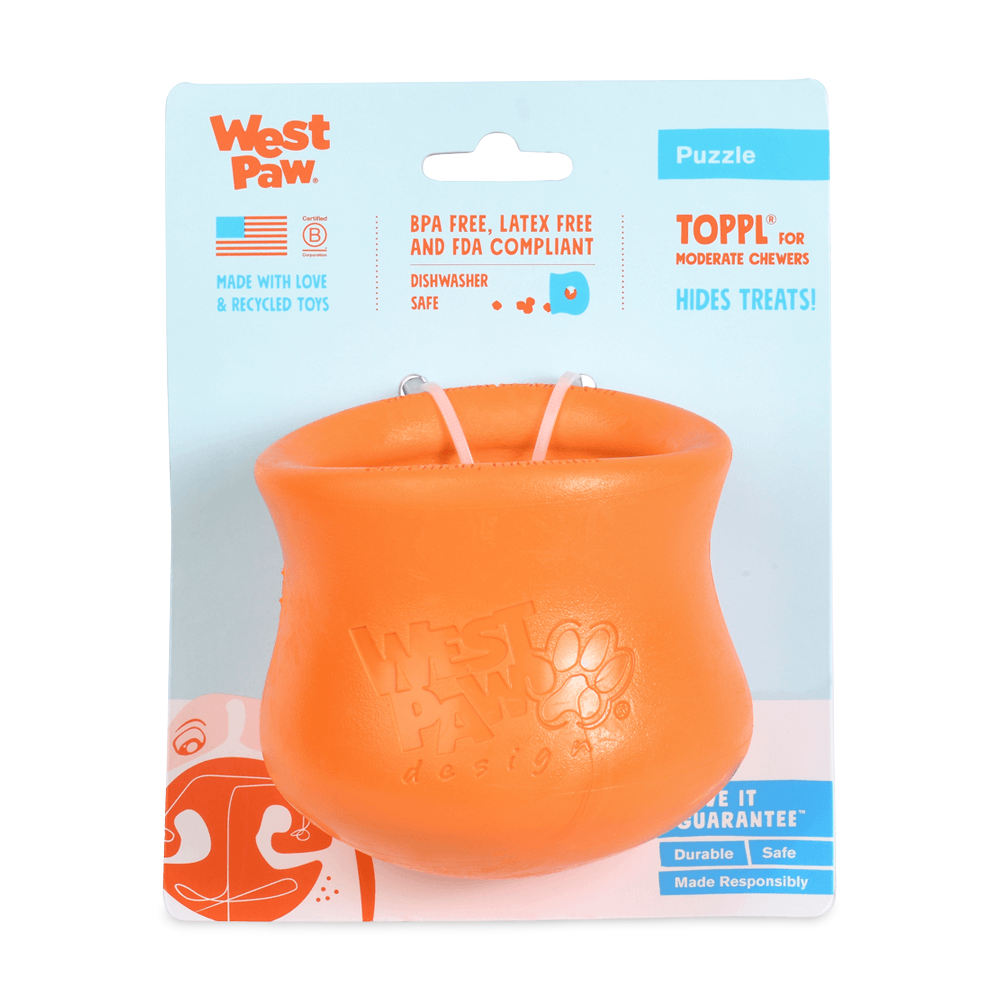 West Paw Toppl Slow Feeding Treat Dispenser Small - Orange