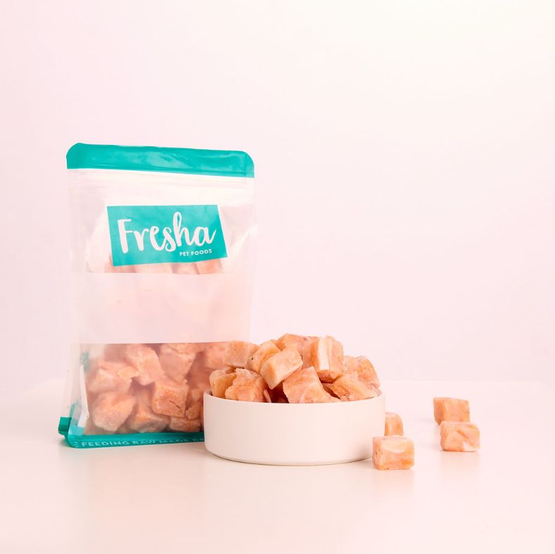 Fresha Salmon Belly Cubes Dog Food 500G