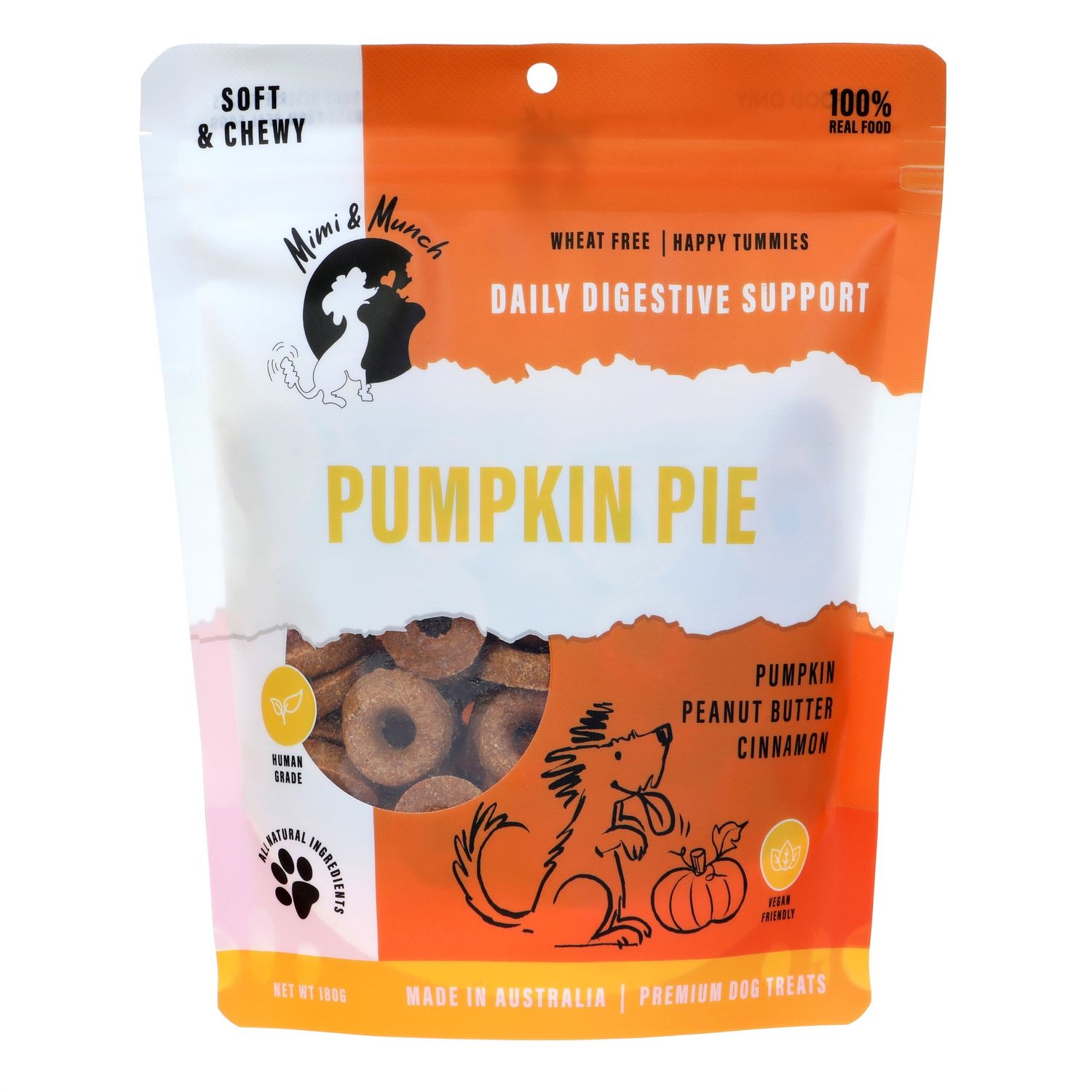 Mimi &amp; Munch Pumpkin Pie Soft Bake - Natural, Wheat-Free Dog Treats - 180g