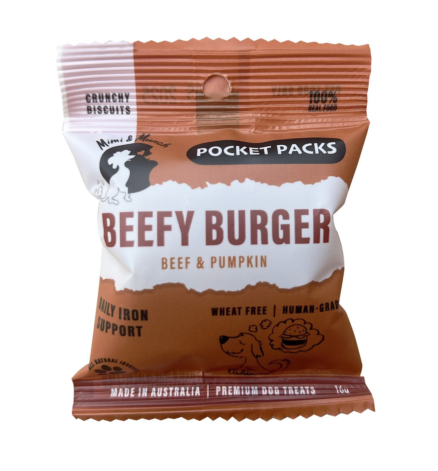 Mimi &amp; Munch Single Pocket Packs - Beefy Burger - 16g