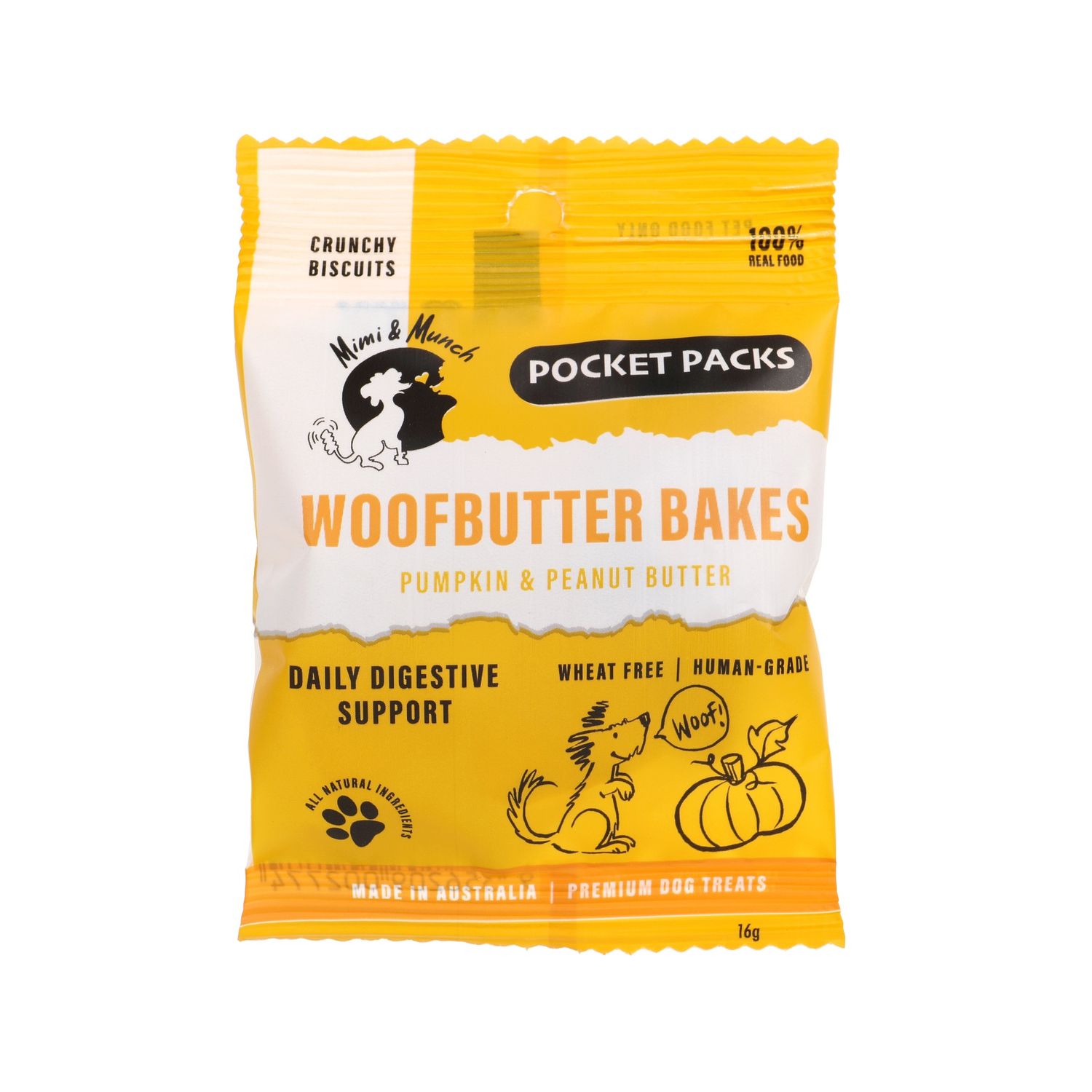 Mimi &amp; Munch Single Pocket Packs - Woofbutter Bakes -16g