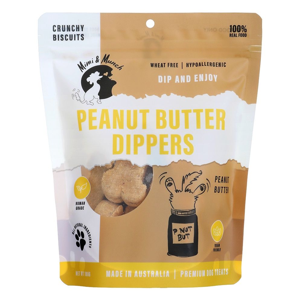 Mimi &amp; Munch Peanut Butter Dippers - Natural, Wheat-Free Dog Treats - 180g