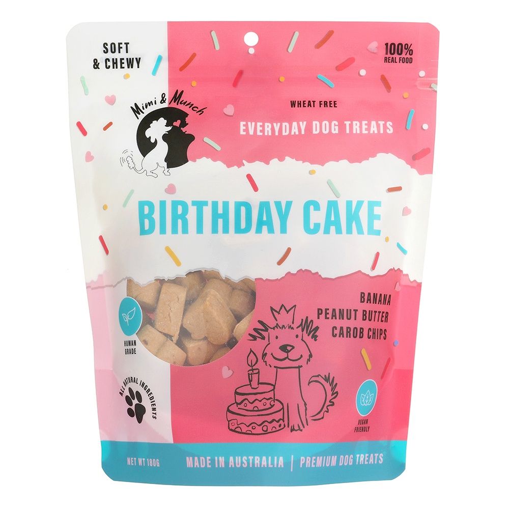 Mimi &amp; Munch Soft Bake, Birthday Cake - Natural, Wheat-Free Dog Treats - 180g