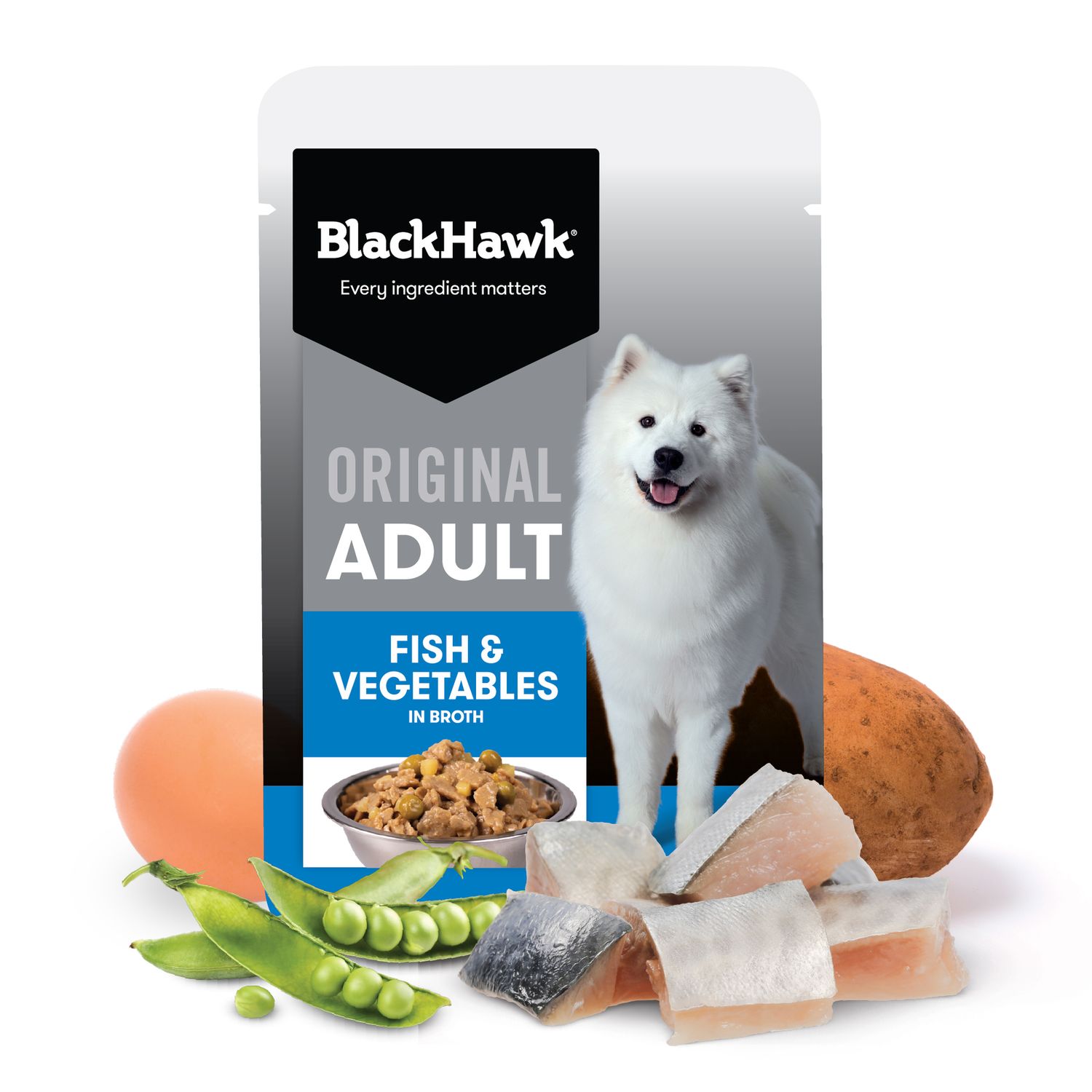 Black Hawk Original Adult Fish &amp; Vegetables Wet Dog Foodetables 10 x 140g