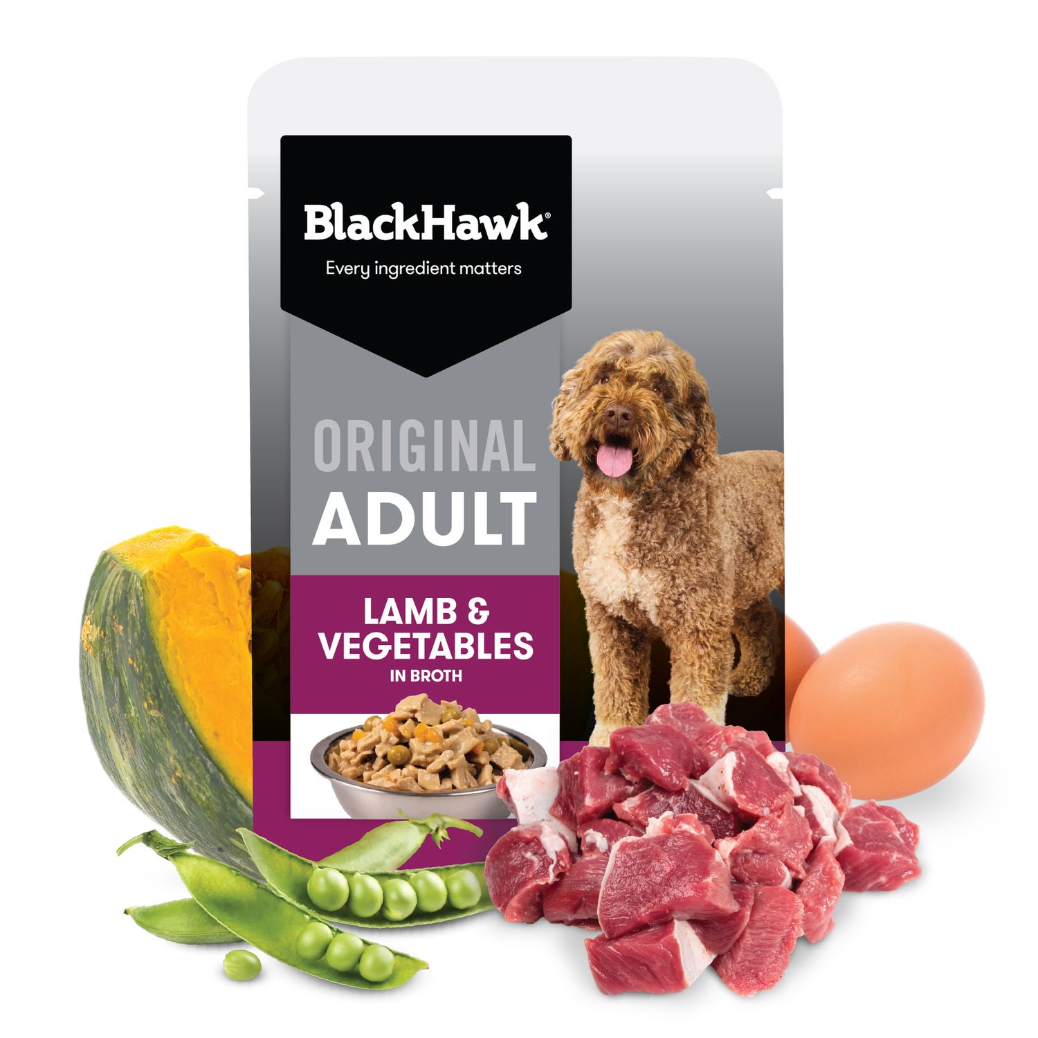 Black Hawk Original Adult Lamb &amp; Vegetables Wet Dog Foodetables 10 x 140g