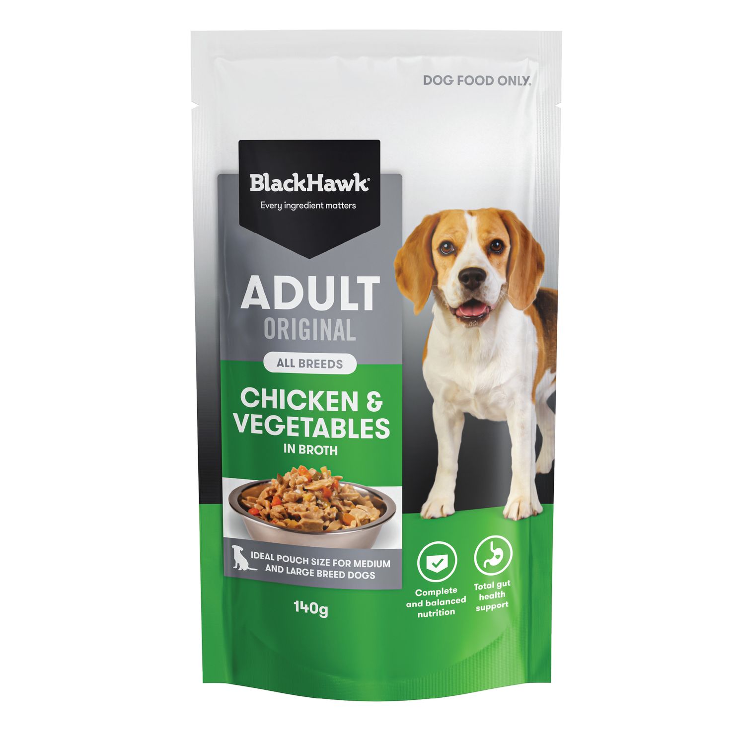 Black Hawk Original Adult Chicken &amp; Vegetables Wet Dog Food 140g