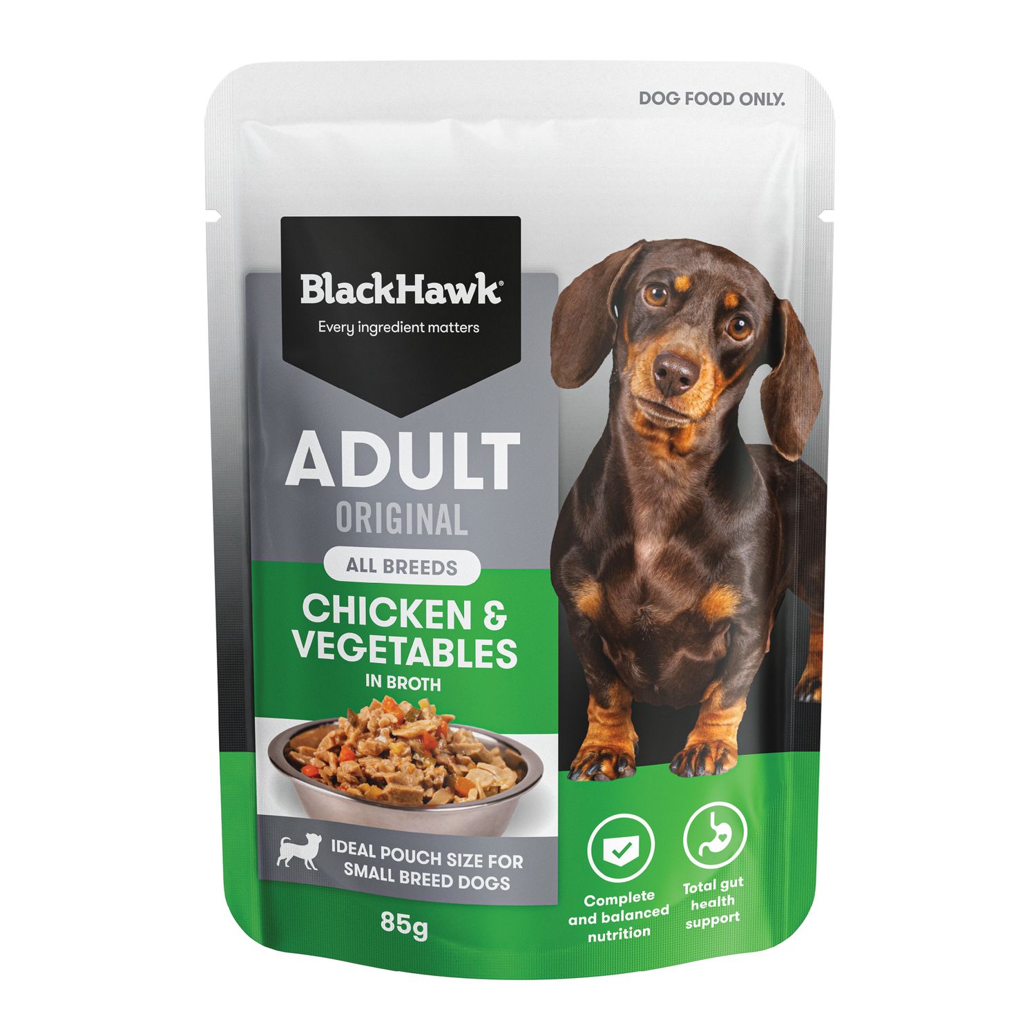 Black Hawk Original Adult Chicken &amp; Vegetables Wet Dog Food 85g
