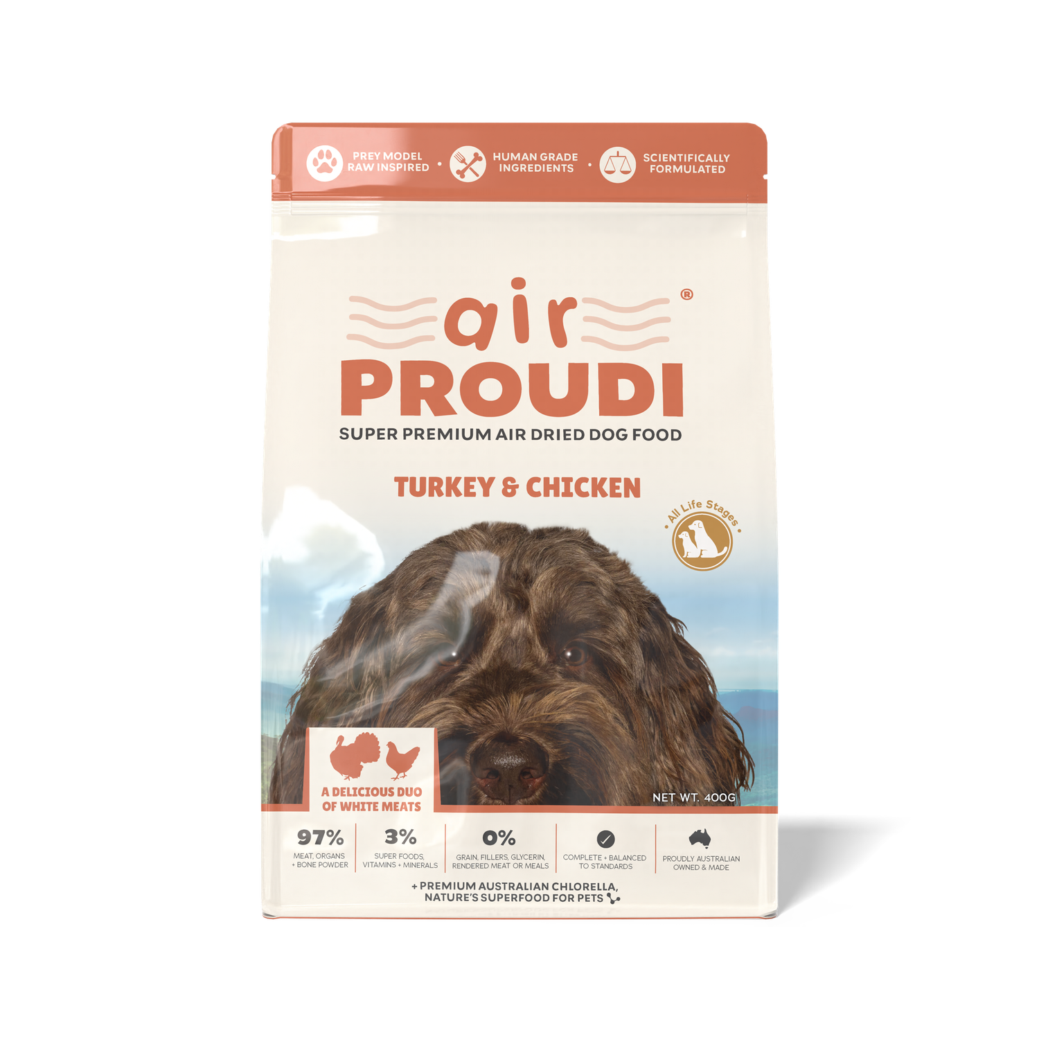 Proudi Air Dried Dog Food Turkey &amp; Chicken 400g