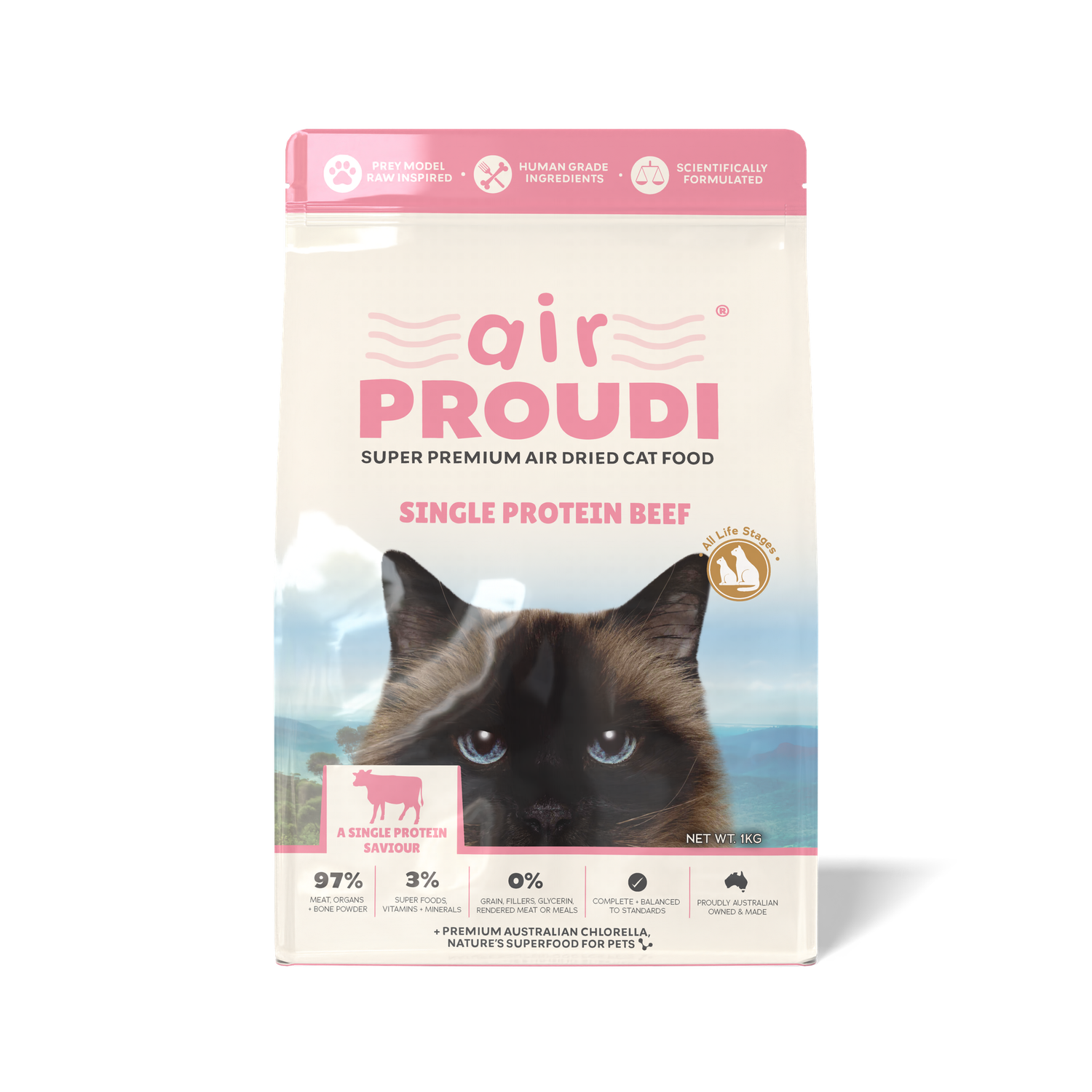 Proudi Air Dried Cat Food Beef 1kg