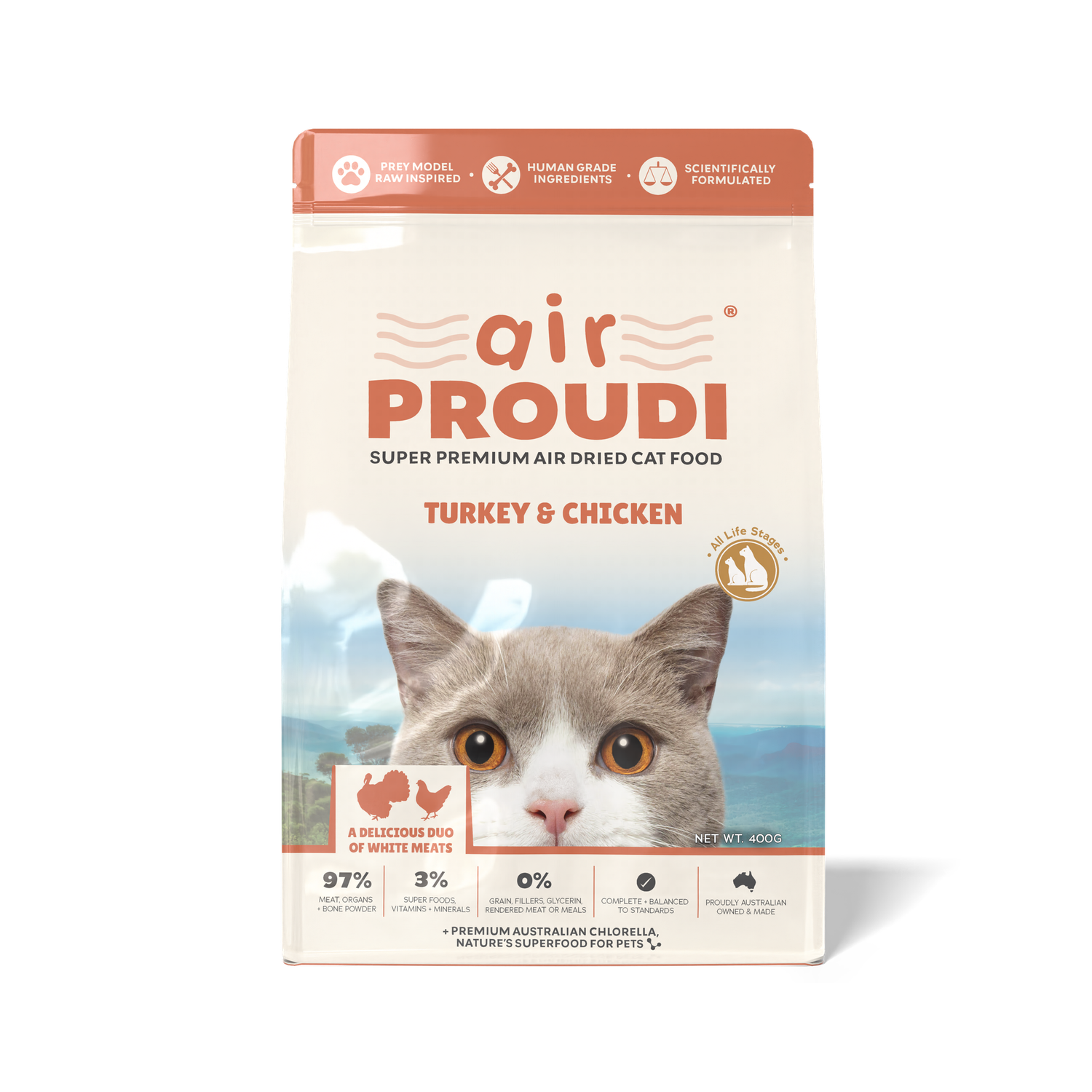 Proudi Air Dried Cat Food Turkey &amp; Chicken 400g