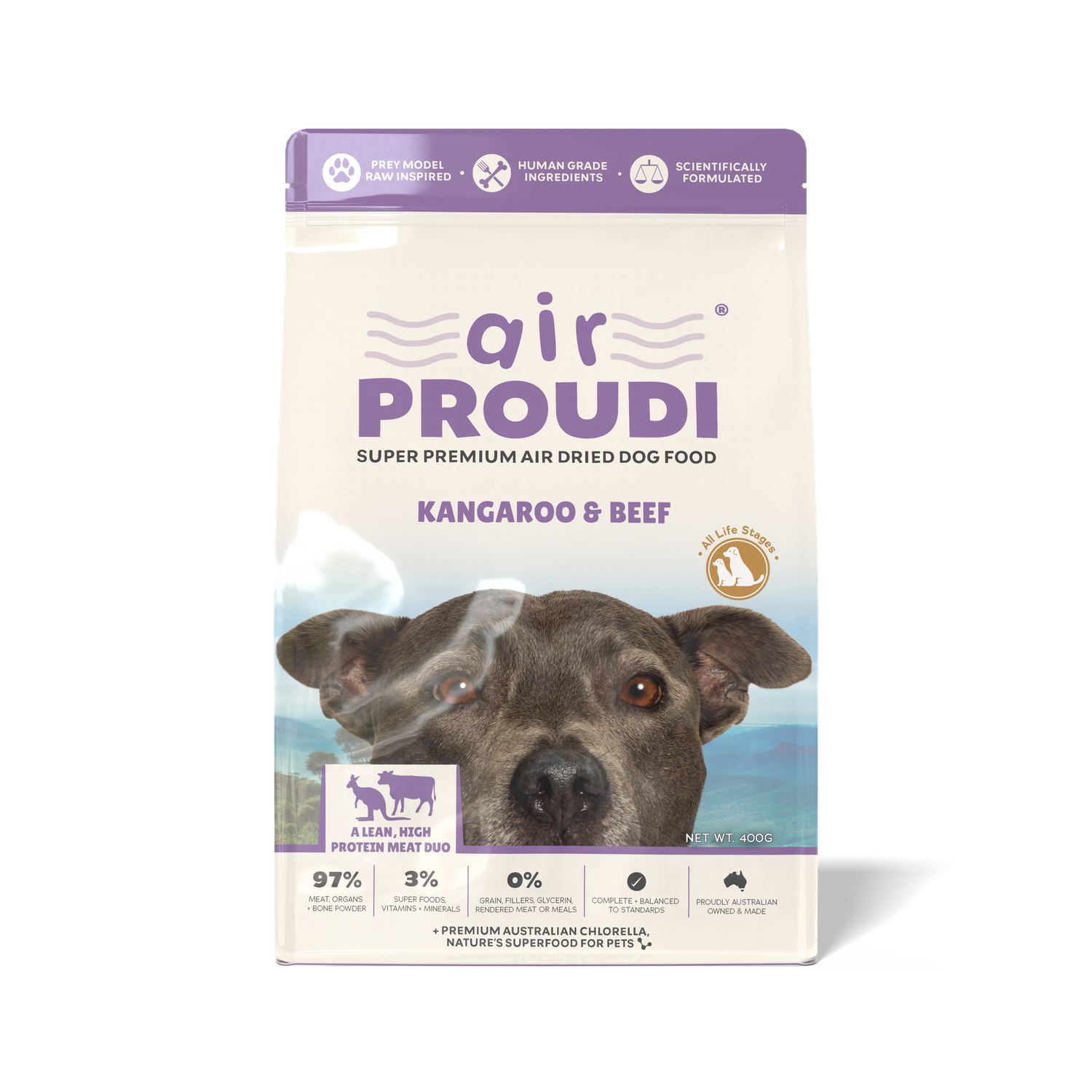 Proudi Air Dried Dog Food Kangaroo &amp; Beef 400g
