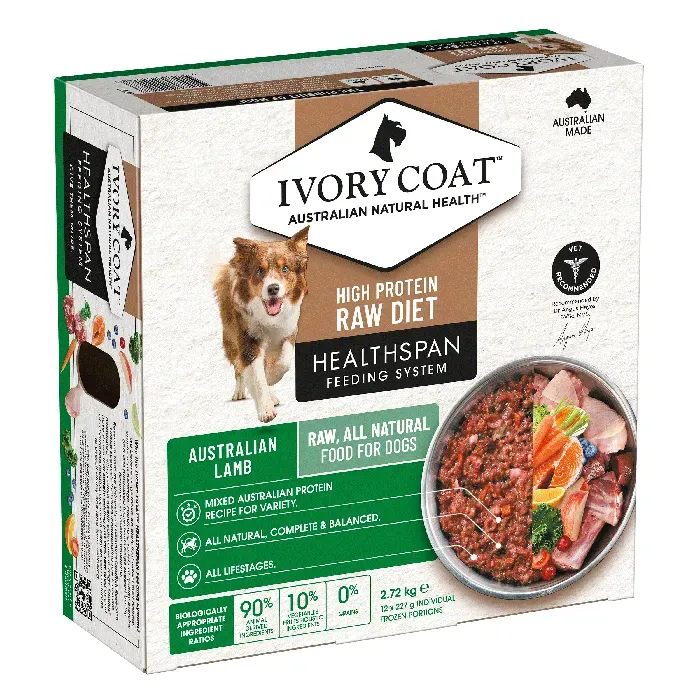 Ivory Coat Healthspan Grain Free Raw Dog Food Lamb 12 x 227g