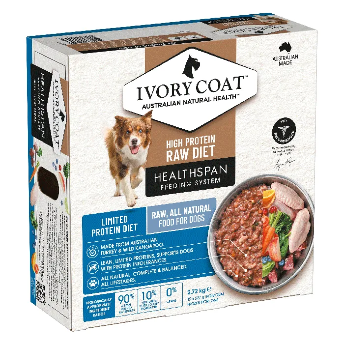 Ivory Coat Healthspan Grain Free Raw Dog Food Limited Protein  12 x 227g