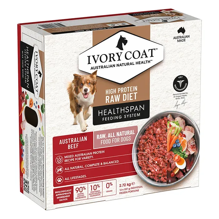 Ivory Coat Healthspan Grain Free Raw Dog Food Beef 12 x 227g