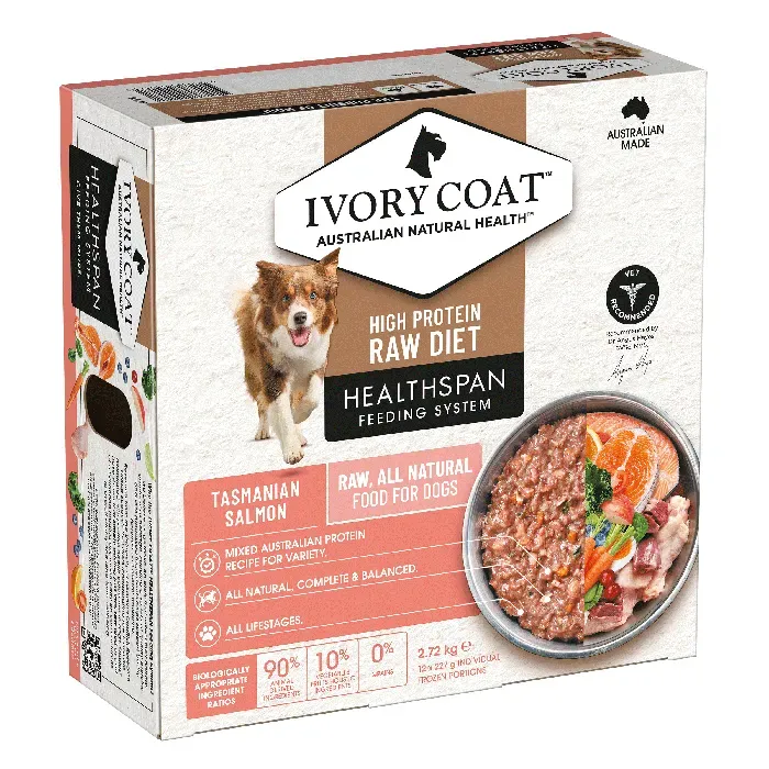 Ivory Coat Healthspan Grain Free Raw Dog Food Salmon 12 x 227g