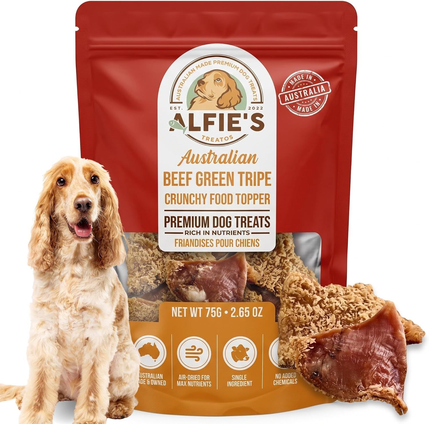 Alfie's Treatos Australian Beef Tripe Dog Treats 75g