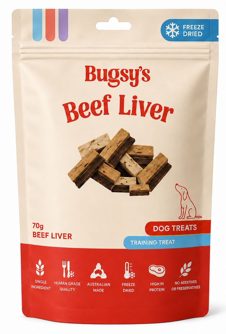 Bugsy Freeze-Dried Beef Liver Dog Treats 70g | Natural Treats