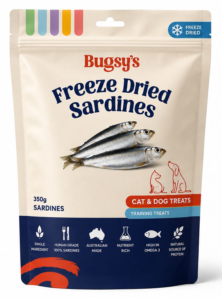 Bugsy Freeze-Dried Sardine Dog Treats 350g | Natural Fish Treats