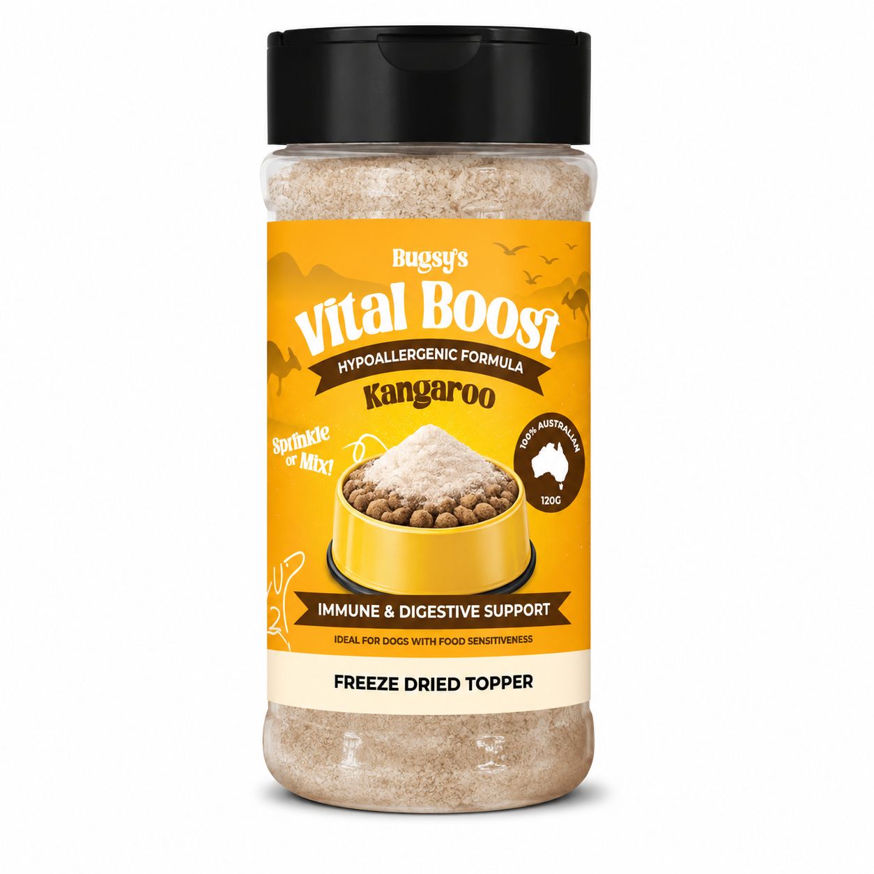 Bugsy Vital Boost Hypoallergenic Kangaroo 120g | Dog Meal Topper