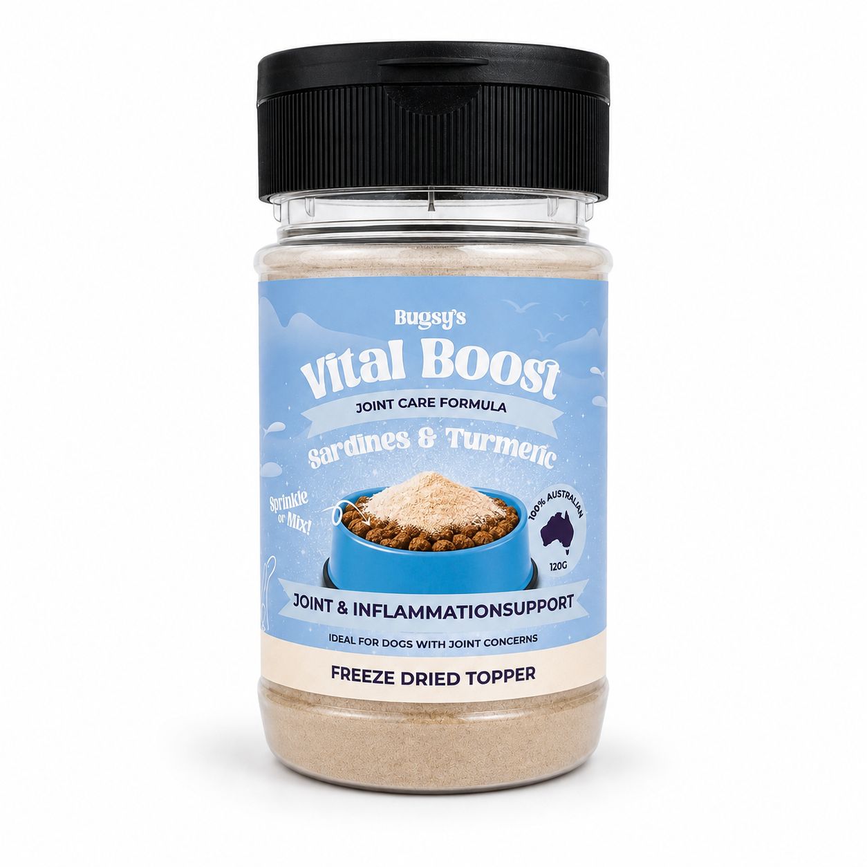 Bugsy Vital Boost Joint Care Sardines &amp; Turmeric 120g | Dog Meal Topper