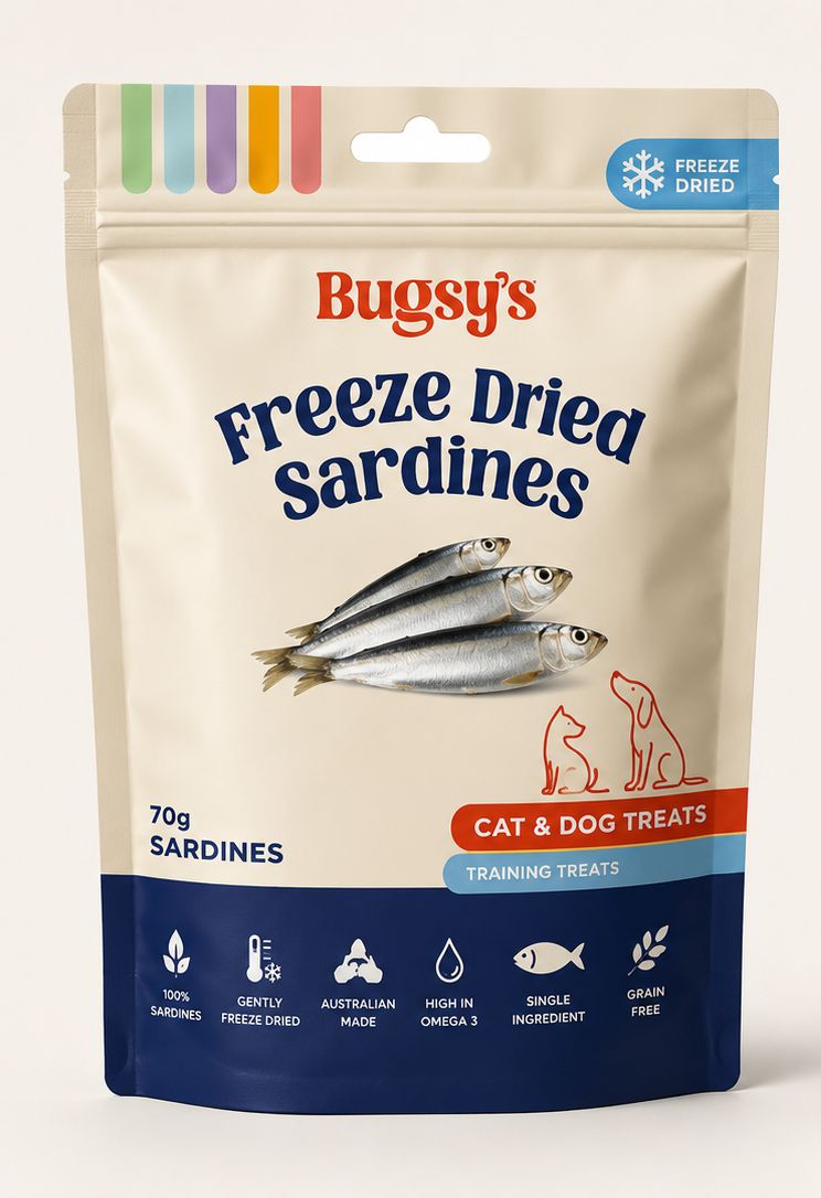 Bugsy Freeze-Dried Sardine Dog Treats 70g | Natural Fish Treats