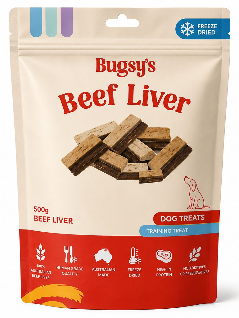 Bugsy Freeze-Dried Beef Liver Dog Treats 500g | Natural Treats