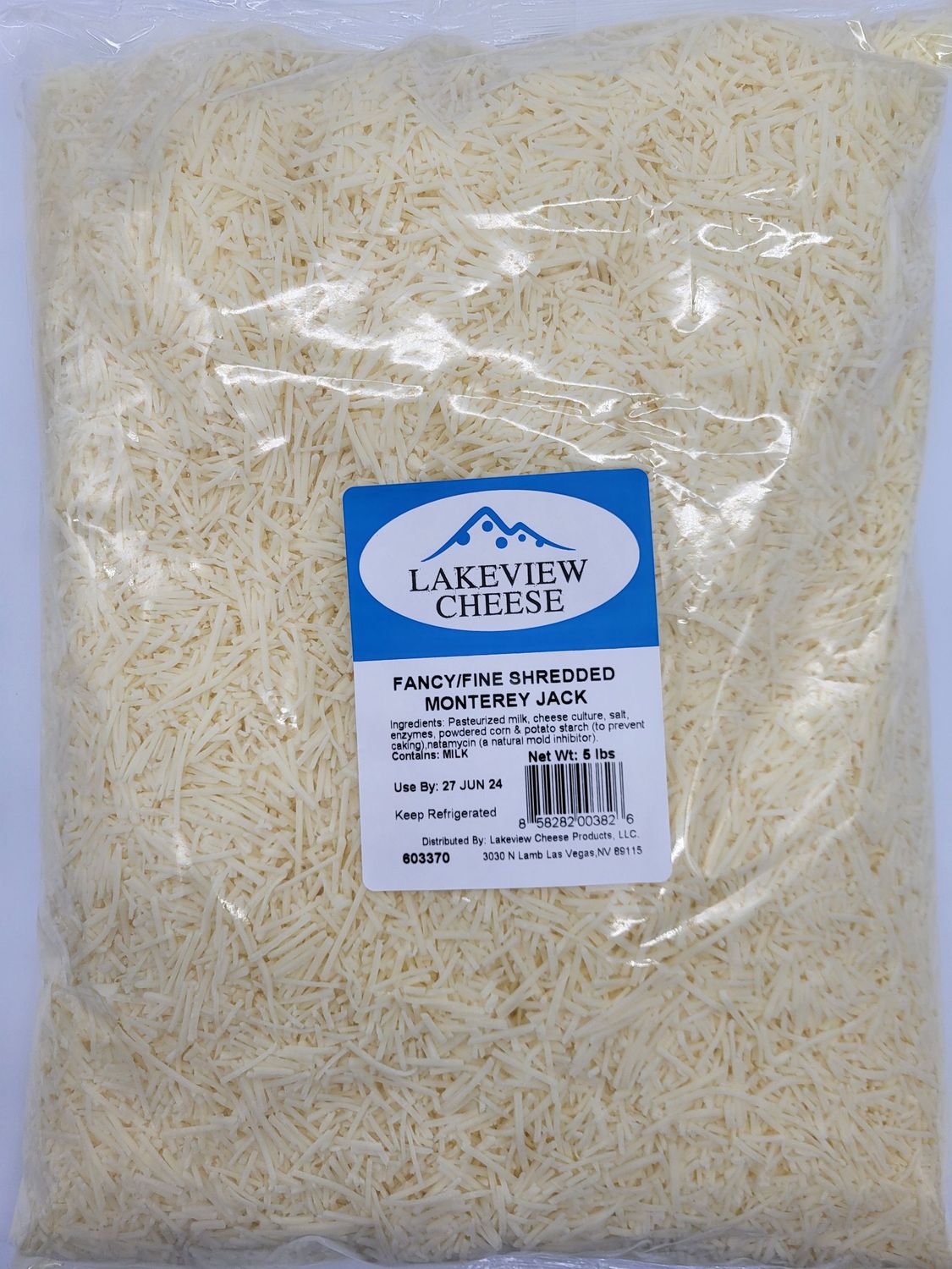 Lakeview cheese 5 pound shredded jack fine shred