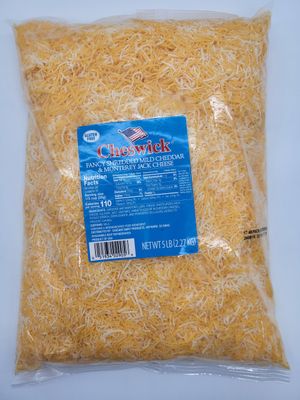 Lakeview cheese
Shredded jack/cheddar mix, fine shred Lakeview cheese
Shredded jack/cheddar mix, fine shred