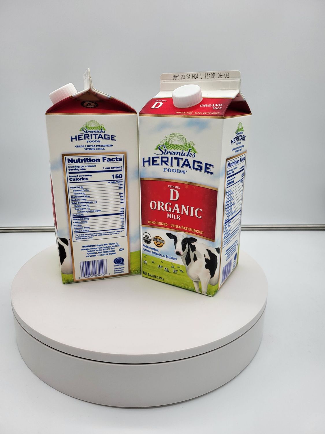 Heritage organic whole milk 6/hg case