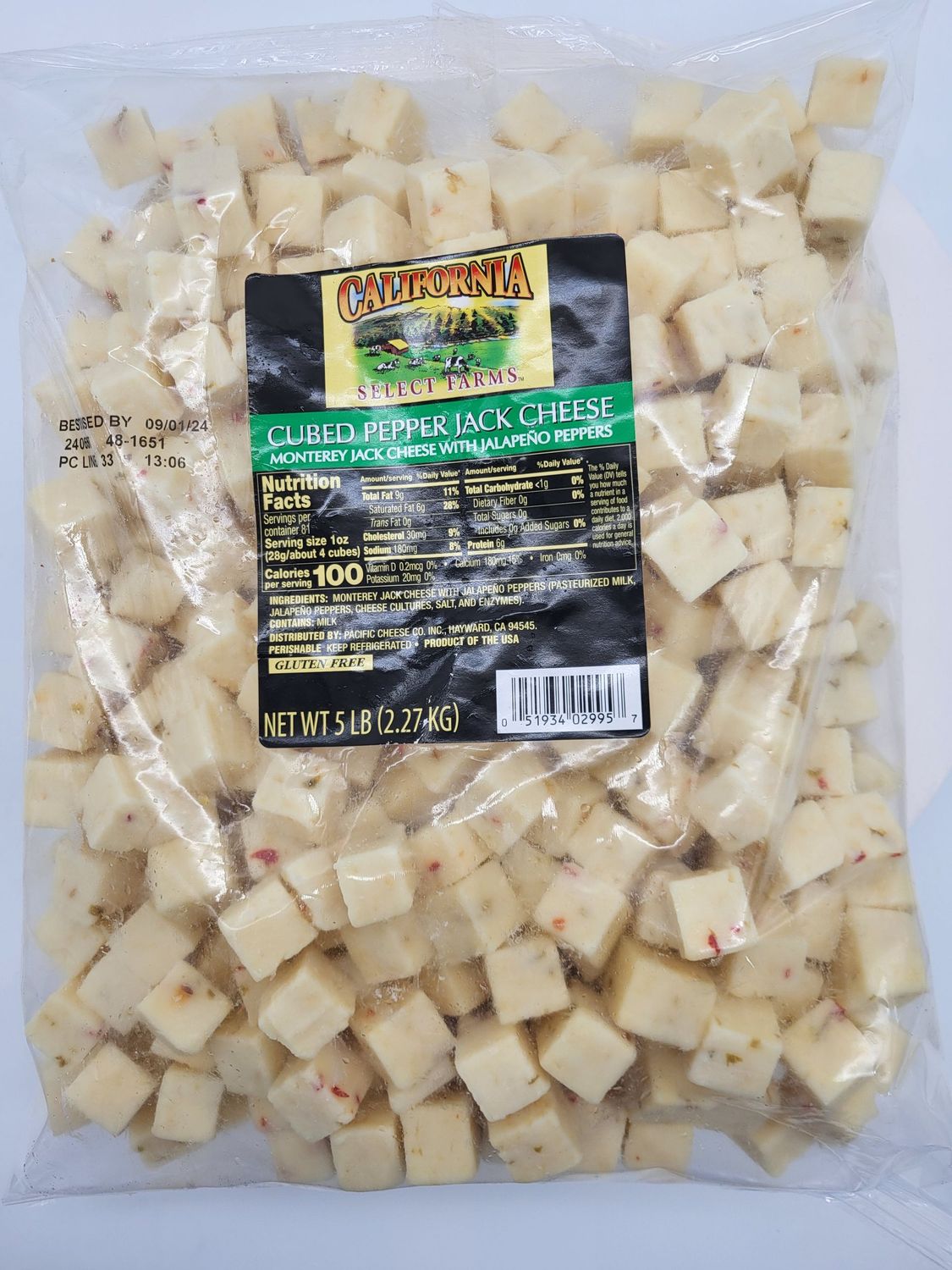 James farm/Lakeview cheese,  Pepper Jack cubes
5 LB bag