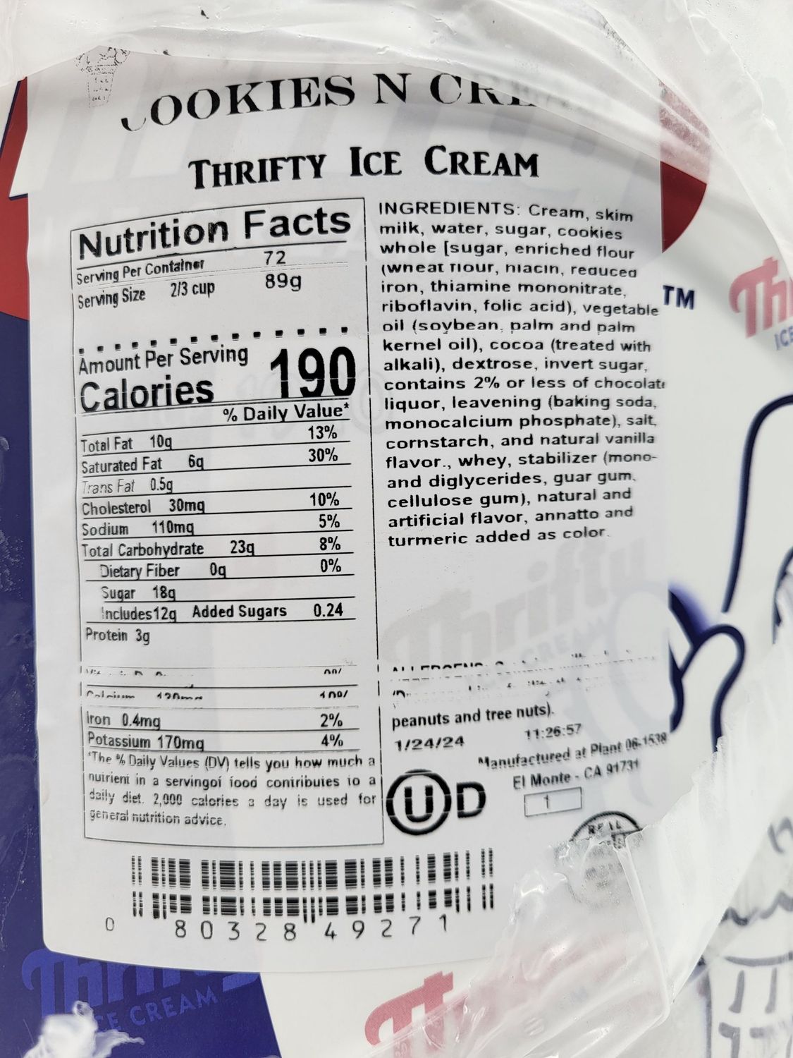 Thrifty Cookies & Cream Ice cream