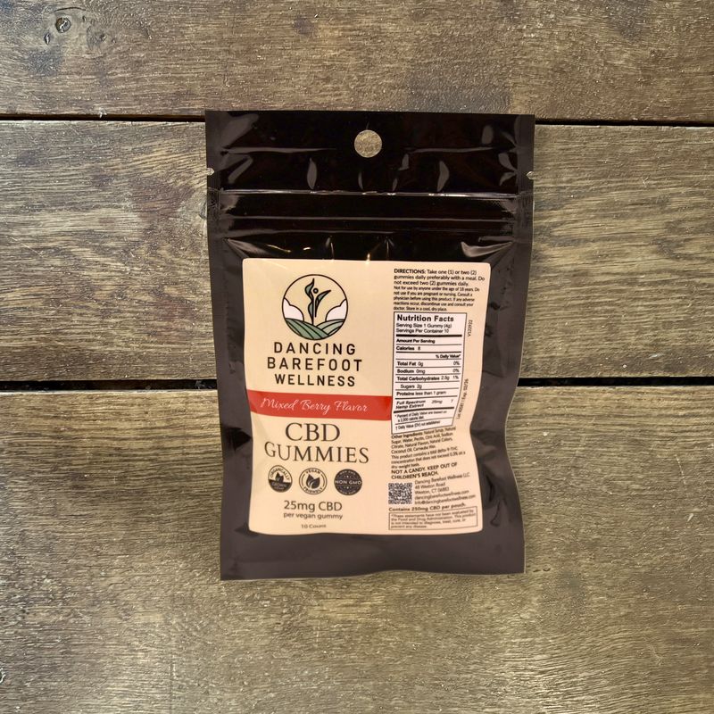 Delicious Mixed Berry CBD Gummies! (25mg CBD per gummy in a 10 count bag)