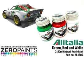 ZP1580 Alitalia (Lancia) Green, Red and White Paint Set 3x30ml