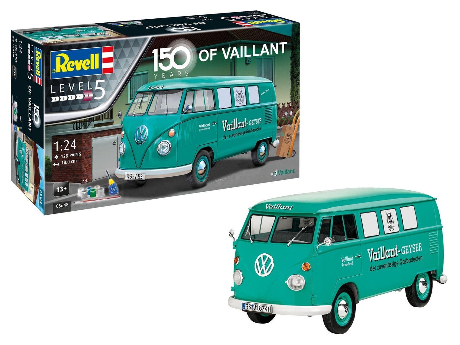Cadeauset &quot;150 years of Vaillant&quot; (VW T1 Bus) Revell modelbouwpakket met basisaccessoires nieuw