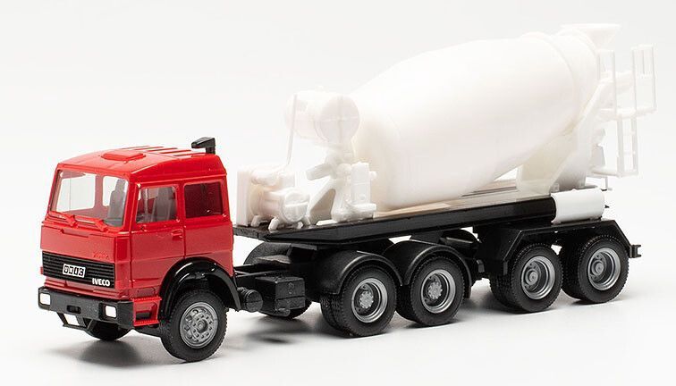 Iveco Unic Betonmischer-Sattelzug, rood/wit