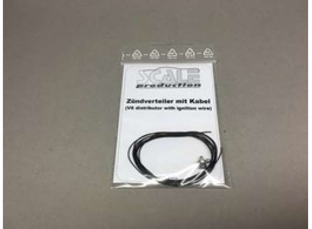 V8 distributor with black ignition wire