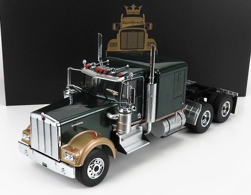 ROAD-KINGS - 1/18 - KENWORTH - W900 TRACTOR TRUCK 3-ASSI 1989 - DARK GREEN MET GOLD MET