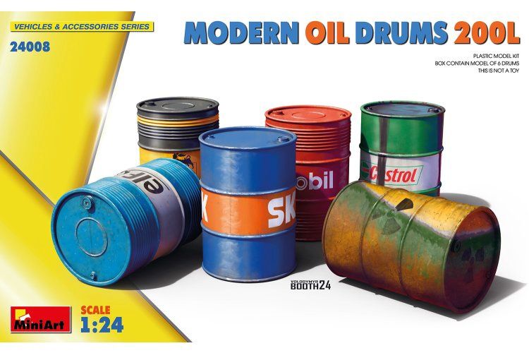 1/24 modern fuel &amp; oil drums 200l 6 pcs