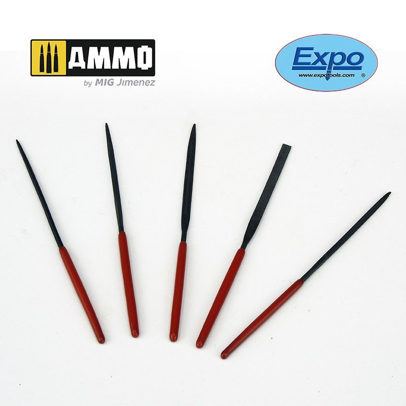 expo 5pc steel mini needle files in wallet