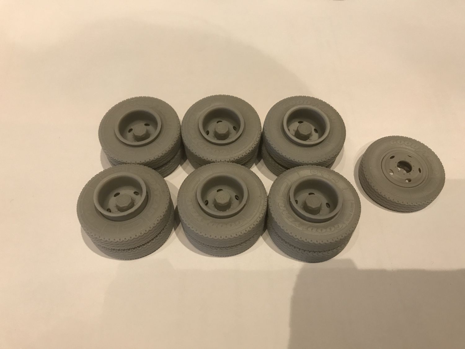 Goodyear R17 trailer wheels, rims, hubs  (bpw or kassbohrer) for 3 axle, one spare 13pieces