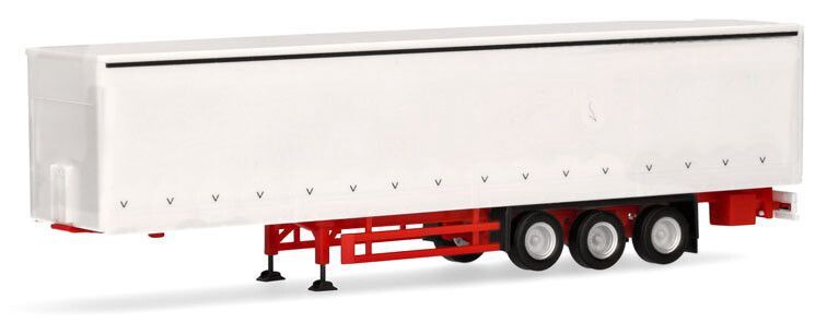Gordijntrailer met zijwanden, wit/rood