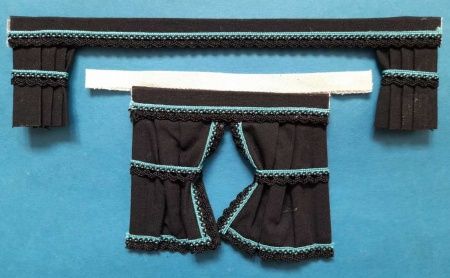 Curtain Set Black/Turquoise for Truck Cab