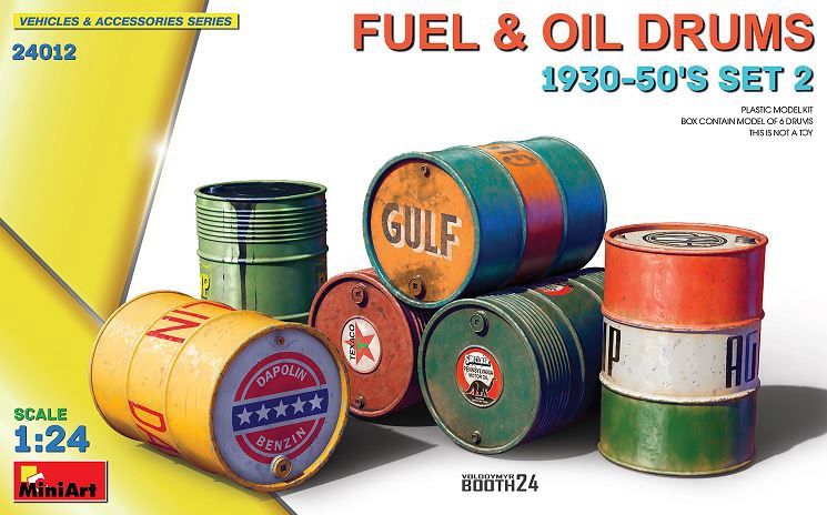 1/24 Fuel &amp; Oil drums 1930-50&#39;s set 2