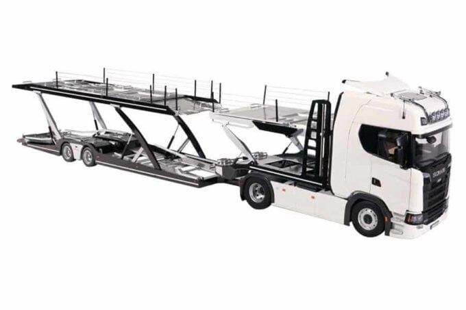 Nzg Scania white + Lohr cartransporter