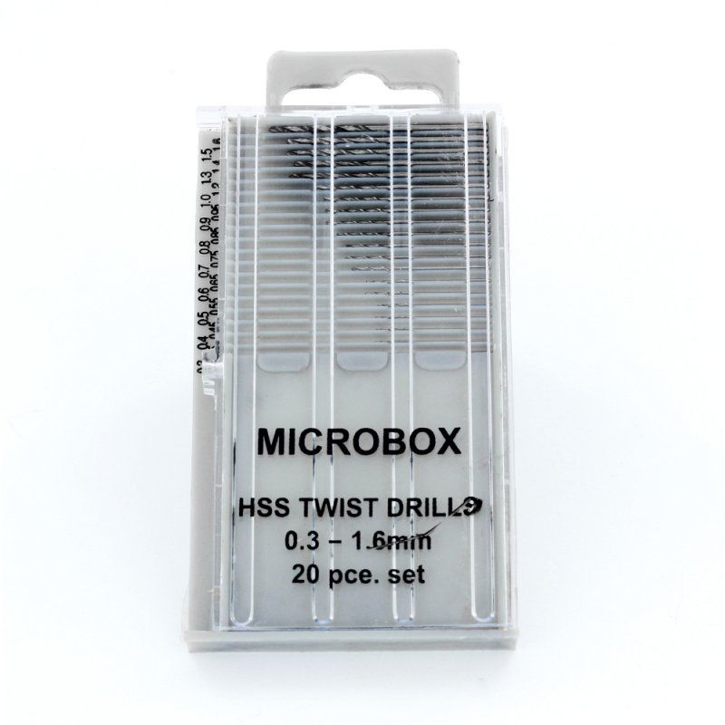 Microbox drill bit set - 20 pieces (0.3-1.6mm)