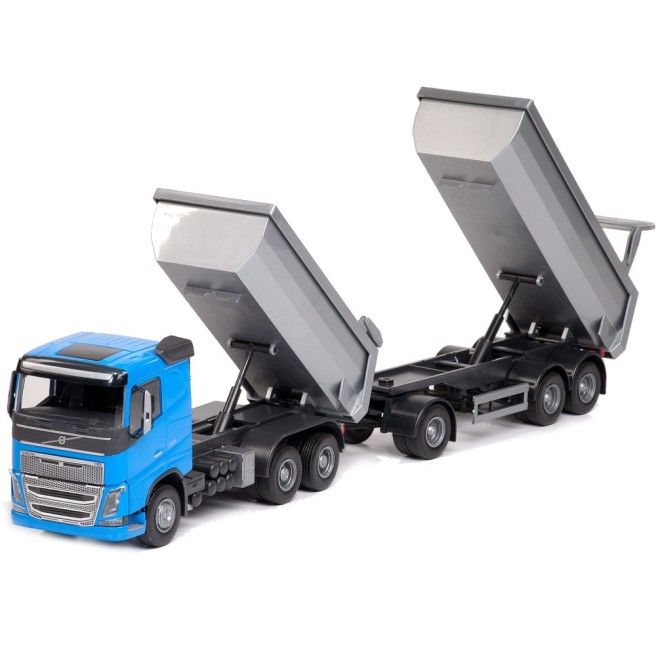 Emek 20354 Volvo FH 6x4 blauwe kipper met 3-assige aanhangwagen